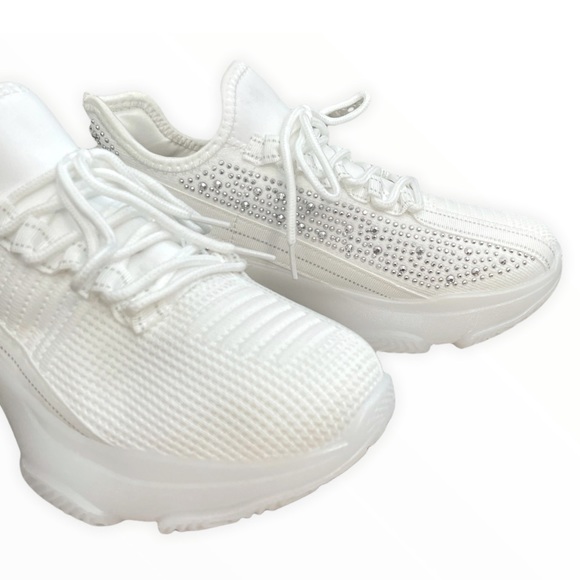 White Glitzy Rhinestone Embellished FlyKnit - Picture 4 of 10